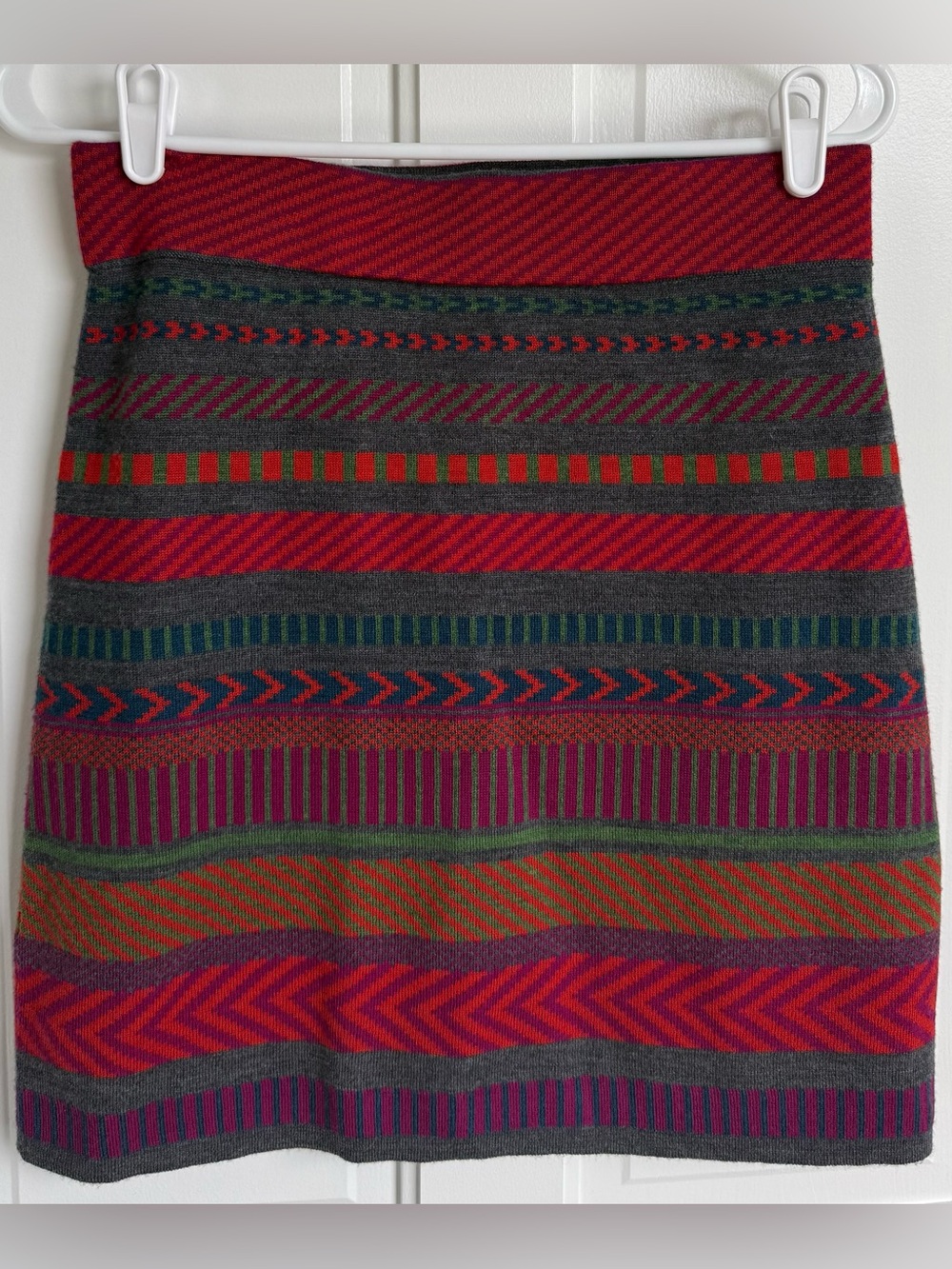 Krimson Klover Merino Wool Mini Skirt Small Colorful Geometric‎ Boho
